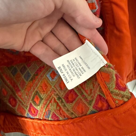 Johnny Was Biya Embroidered Jacket Size Large Color Orange - Picture 6 of 7